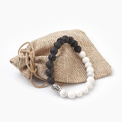 Бусины из натуральной лавы и бусины из натурального говлита BJEW-JB03851-05