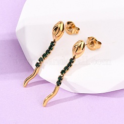 Серьги-гвоздики в форме змеи из нержавеющей стали 304&nbsp;LS-EJEW-A136-03B-G