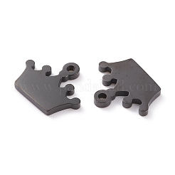 304ステンレススチールチャーム  レーザー切断  クラウン  イオンプレーティング（ip）  電気泳動黒  11x14x1.5mm  穴：1.4mm&nbsp;STAS-Y002-10B