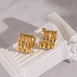 Boucles d'oreilles manchette vintage multicouches en acier inoxydable 304&nbsp;GA4213
