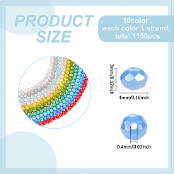 10 нить 10 цвета гальванические стеклянные бусины нити&nbsp;EGLA-WR0001-07A