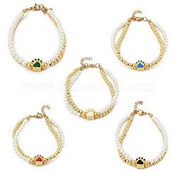 Латунь многожильных браслеты BJEW-M056-09G