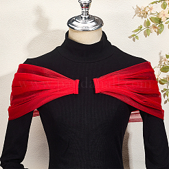 女性用ナイロンブライダルレーススリーブ1組  安全ピンブローチ付き  レッド  485x125x12mm&nbsp;AJEW-GF0014-17A