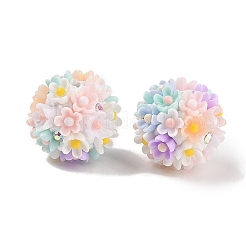 手作りの光るポリマー粘土のラインストーンファンシービーズ  ペンフォーカルビーズ  アクリルデイジーの花付き  ミックスカラー  20~21mm  穴：2mm&nbsp;CLAY-H003-04