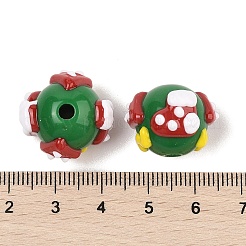 Tema navideño pintado a mano en acrílico con cuentas de esmalte.&nbsp;MACR-C006-01A