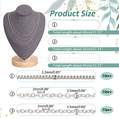 30 шт. набор из 3-х стилей 304 нержавеющей стали с коробкой и цепочкой из кабеля MAK-NB0001-26