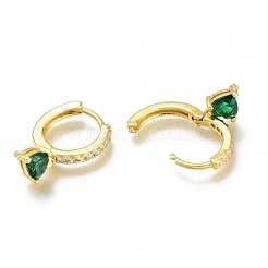 Серьги-кольца из латуни с микро-паве из фианита ZIRC-H102-14A-G