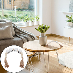 Гирлянда из деревянных бисера с кистями из джутового шнура DJEW-WH0042-68A