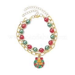 5шт 5 стиля рождественский сплав эмалированный многорядный браслет для женщин BJEW-JB12079