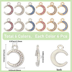 36шт 6 цвета подвески из сплава со стразами FIND-SC0014-74