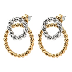 Серьги-гвоздики с витыми кольцами из нержавеющей стали 304&nbsp;EJEW-K268-57G