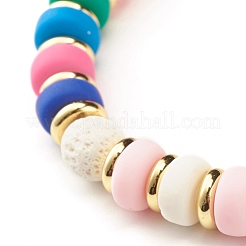 Bracciali elastici da donna con motivo a cuore e perline heishi&nbsp;BJEW-JB07191