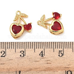 Подвески из латуни с микро паве и красным кубическим цирконием&nbsp;KK-H526-13G