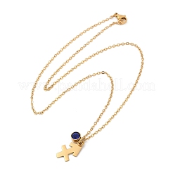 Collar con colgante de constelación de piedra de nacimiento con taladro de vidrio de acero inoxidable 304&nbsp;LS-STAS-D305-08G-I