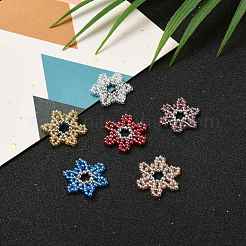 手作りガラスシードビーズ織りビーズ  プラスチック製の模造パールビーズ付き  花  ミックスカラー  20~25x2mm  穴：4.5mm&nbsp;PALLOY-JF00497