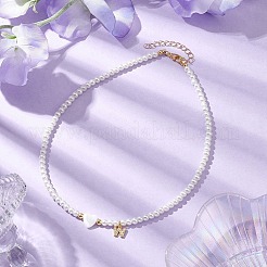 Ожерелья с подвесками из латуни микро-паве класса AAA с кубическим цирконием и буквами NJEW-JN04771-23