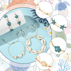 4шт 4 стиля браслетов из натуральных ракушек и синтетической бирюзы с плетением&nbsp;BJEW-SC0001-54