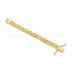 亜鉛合金キューバンリンクチェーンブレスレット  クリスタルラインストーン付き  ゴールドカラー  7-3/4インチ（19.8cm）&nbsp;BJEW-SZC0005-01