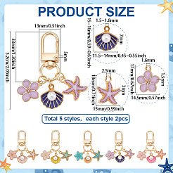 10 шт. 5 стильных эмалевых подвесных украшений из сплава HJEW-PH02090