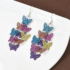 Schmetterlings-Ohrhänger aus 430er Edelstahl&nbsp;EJEW-A137-05P-01