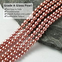 グレードaのガラスパールビーズ  パールカラーの  ラウンド  インディアンレッド  4mm  穴：0.7~1.1mm  約100個/連  16''（40.64センチメートル）&nbsp;HY-J001-4mm-HX015