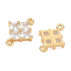 Colgantes de conector de circonita cúbica transparente con pavé de latón&nbsp;CU-CBAB0CF-03G