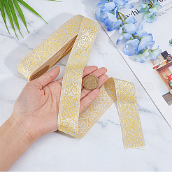 Жаккардовые ленты из полиэстера и цветов в этническом стиле длиной 7 м. SRIB-WH0011-186C