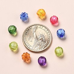 透明なアクリルビーズ  二層ビーズ  ラウンド  カボチャ  ミックスカラー  8mm  穴：2mm&nbsp;X-TACR-S089-8mm-M