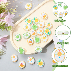 24 pièce de perles en porcelaine faites à la main imprimées en 6 couleurs&nbsp;PORC-SZ0001-65