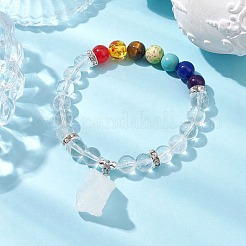 Braccialetti con ciondoli in cristallo di quarzo naturale grezzo grezzo&nbsp;BJEW-JB10298-03
