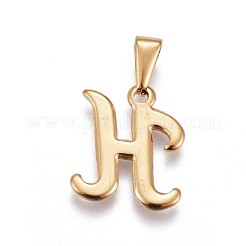 304ステンレスペンダント  ラインストーン付き  文字L  文字.h  19x16.5x2mm  穴：3~3.5x7.5~8mm&nbsp;STAS-F202-16G-H