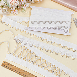 チロリアンテープ  鉄製のDリング付き  洋服アクセサリー  ホワイト  1-3/8インチ（36mm）&nbsp;OCOR-WH0070-223B-01