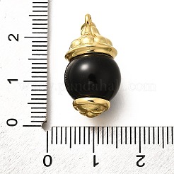 Подвески из латуни и натурального черного агата (окрашенного и нагретого) KK-Q043-22G