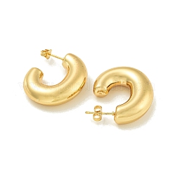 イオンプレーティング（IP）304ステンレススチール製スタッドピアス（女性用）  C字型  ゴールドカラー  29.5x8mm&nbsp;EJEW-G401-01C-G