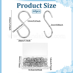 60 шт. S-образные крючки из нержавеющей стали марки 304 STAS-PH0006-72