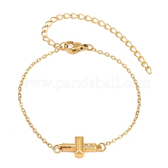 Bracelets en laiton à maillons en zircone cubique transparent&nbsp;BJEW-T029-01G