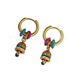Orecchini pendenti a cerchio in ottone smaltato&nbsp;WG1B0F0-01