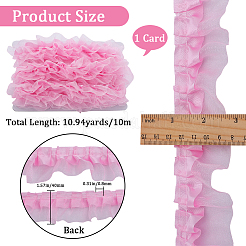 10m 2層ポリエステルプリーツレーストリムリボン  オーガンジーのトリミング  DIYの装飾服用  ピンク  1-5/8インチ（40mm）  約10.94ヤード（10m）/カード&nbsp;DIY-GF0008-89B