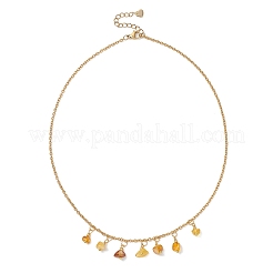 Ожерелье-нагрудник с подвеской из натурального янтаря и цепочкой из нержавеющей стали 304.&nbsp;NJEW-JN05942