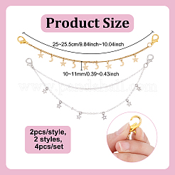4 Stück 2 Stile Messing & 304 Edelstahl Stiefelriemenketten&nbsp;HJEW-UN00053