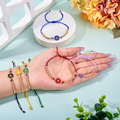 6шт 6-цветный сплав эмалевых звеньев браслеты для женщин&nbsp;BJEW-TAC0042