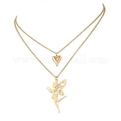 Colgante de hada y corazón de acero inoxidable 304&nbsp;NJEW-JN05810-01