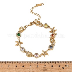 Armbänder mit Strass-Gliederkette aus Edelstahl 304 im Ozean-Design für Damen&nbsp;SA-CBA183D-09B-G