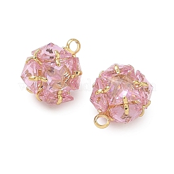 Ciondoli in ottone con pavé di zirconi rosa&nbsp;CU-CBAD360-08G-03