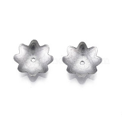 変色しない304ステンレススチールビーズキャップ  マルチ花弁  花  ステンレス鋼色  10.5x10x2mm  穴：0.9mm&nbsp;STAS-S057-51B-P