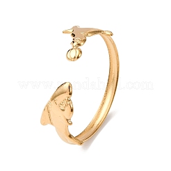 Браслеты-манжеты из нержавеющей стали Marine 304 для женщин&nbsp;LS-BJEW-Z147-01G-05