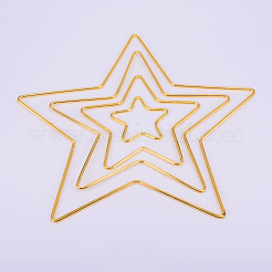 アイアン製フレームコネクター  工芸用  マクラメと他のDIYプロジェクト  スター  ゴールドカラー  48~190x49~200x3mm  内側のサイズ：42~183x43~195mm。&nbsp;IFIN-WH0050-03G