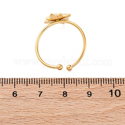 女性用304ステンレススチールカフリング  18KGP本金メッキ  スター  内径：19mm&nbsp;RJEW-F175-01G-05