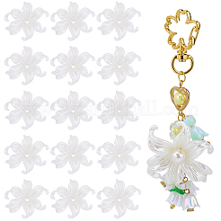 プラスチックビーズキャップ50個  花  フローラルホワイト  41x42.5x11mm  穴：3mm&nbsp;KY-BM0001-03