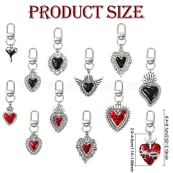 6 шт. готическая подвеска в виде сердца из сплава с эмалью HJEW-YW00066-01